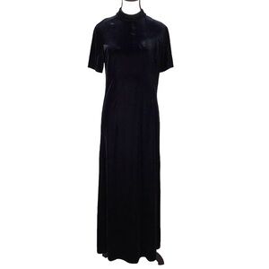 Vintage Scott McClintock Womens Velvet Maxi Dress Size 10 Short Sleeve Witchy